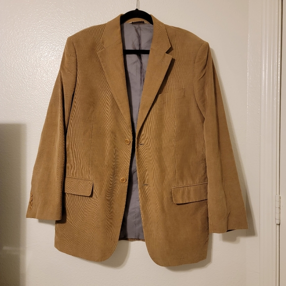 Perry Ellis Portfolio Brown Camel Corduroy Sport Dressy Blazer Jacket Mens 42 R - Picture 1 of 9